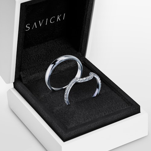 Obrączki This is Love: białe złoto, diamenty laboratoryjne, półokrągłe, 2 mm i 3 mm